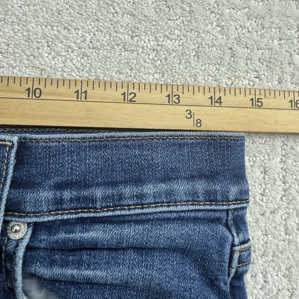 Edwin‎ Womens Slim Straight Jeans 29X25 Blue Raw Hem Stretch $180